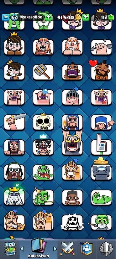 elektro akustik gitara: Clash Royale hesabı - Kral səviyyəsi: 62 - Kupa: 11 542+ - Qızıl: 91 — 7