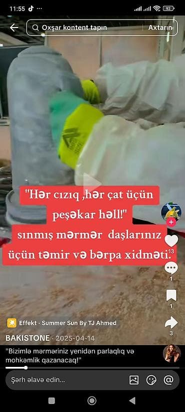hamam seti: Mərmər daşların bərpası və mərmər məhsulların hazırlanması xidməti - — 1