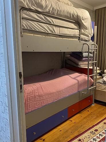 demir kravatlar: Oğlan və qız üçün, Çarpayı, Matras ilə, Siyirməli, Dəmir — 2