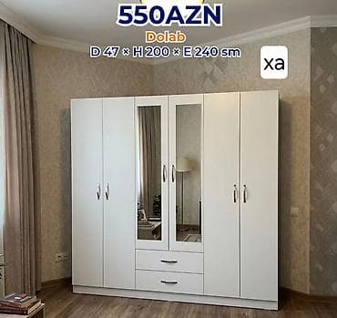 ag qapi: Dolab – 550 AZN Ölçülər: D 47 × H 200 × E 240 sm Ağ rəngli, 5 qapılı — 1