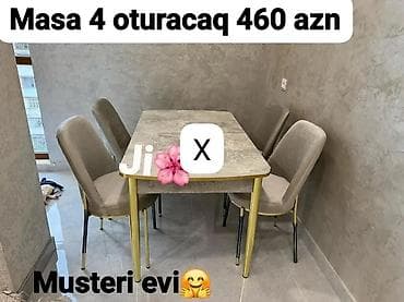 Mətbəx/qonaq otağı üçün kompakt yemək dəsti: - Dördkünc masa və 4 ədəd — 1