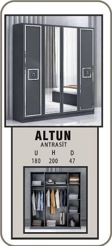 ALTUN antrasit geyim dolabı,qarderob,şkaf Fabrik istehsalı mebellərin