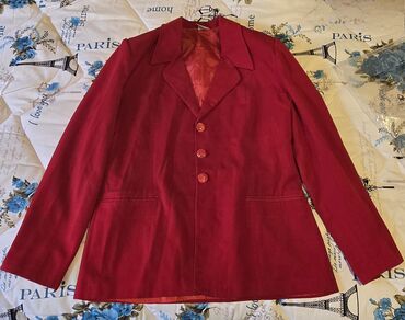 tek pencek: Qadın qırmızı bleizer - Klassik dizayn: geniş haşiyəli yaxa, tək — 1