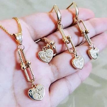 тиффани баку: В комплекте: Серьги, Кольцо, Кулон, Tiffany, Желтое золото, 585 проба — 4