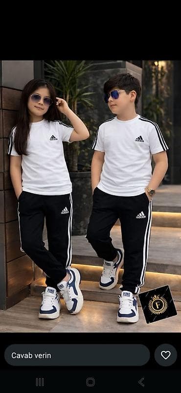 Dəstlər: Uşaq idman dəsti – adidas loqolu - Dəst: qısaqol futbolka + şalvar - — 2