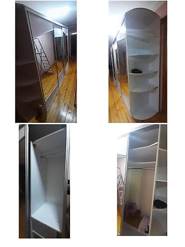 3 qapılı, Güzgülü, Ağ, Digər material, Kupe, Düz dolab