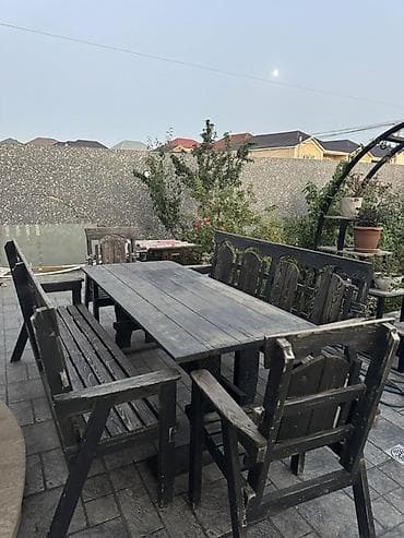 mebel satıram: Bağ üçün taxta mebel dəsti Tərkibi: - 1 ədəd iri düzbucaqlı taxta — 1