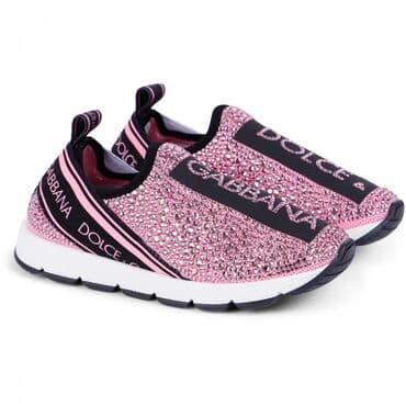 Cinslər və şalvarlar: DOLCE & GABBANA Girls' Crystal Sneakers in Pink yenidi Razmer 27 — 1
