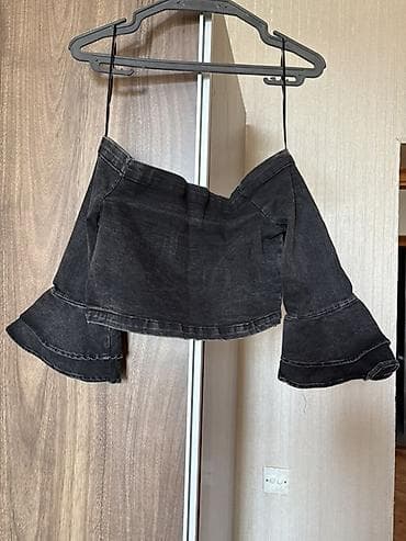 topdan geyim: ZARA WOMAN – premium DENIM COLLECTION” qara denim top M razmer Alınıb — 4