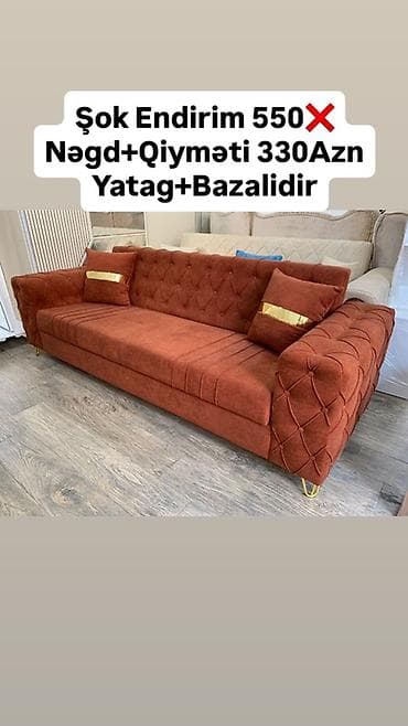 Divanlar: Çevrilən-divan (yatag+bazalı) - Model: 3 nəfərlik, yataq funksiyalı — 1