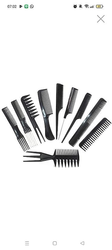 Peşəkar saç daraqları dəsti – 10+ ədəd - Müxtəlif form və ölçülərdə