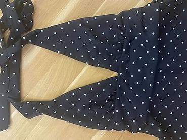 topdan geyim: Polka dot yay halter top/ kofta Tünd göy rəngli, ağ xallı qadın — 3