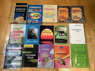 Dərslik və kitab dəsti – müxtəlif fənlər və lüğətlər Satışda bir