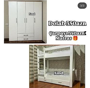 Oğlan və qız üçün, Yeni, 2 təknəfərlik çarpayı, Dolab