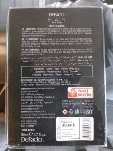 seyx parfum: Мужской парфюм “DeFacto-Black”. 50 мл, Привезенный из Турции. Kişilər — 3
