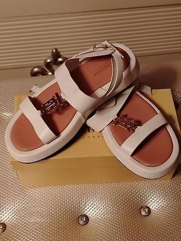 Burberry qadın sandaleti - Rəng: ağ (üst hissə), açıq qəhvəyi içlik - — 3