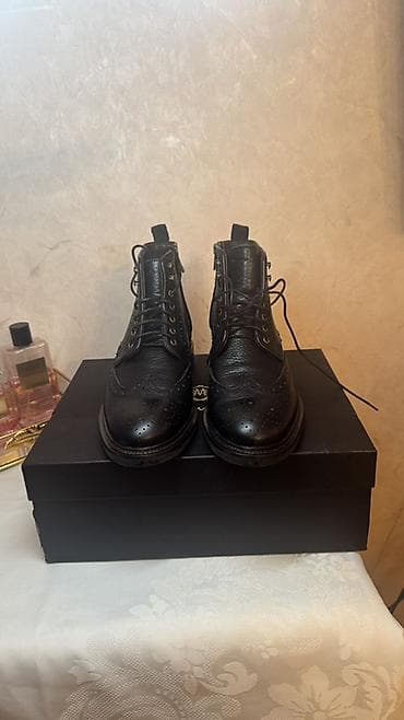 botinki: Kişi üçün Massimo Dutti qara dəri broqri (wingtip) çəkmələr Yenidi — 3