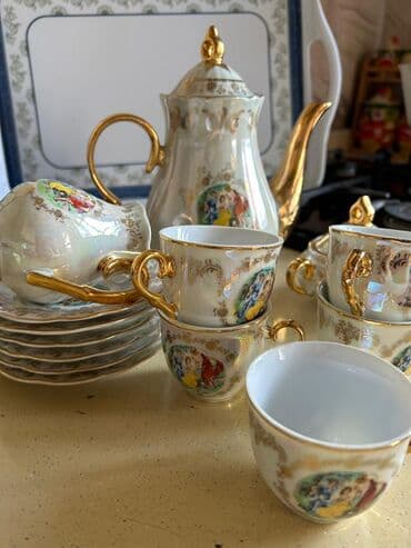 Qida məhsulları: Çay dəsti, rəng - Qızılı, Farfor, 6 nəfərlik — 4