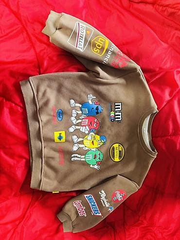 Koftalar, sviterlər: Uşaq üçün qışlıq sweatshirt - Rəng: tünd bej/xa ki - Ön hissə — 2