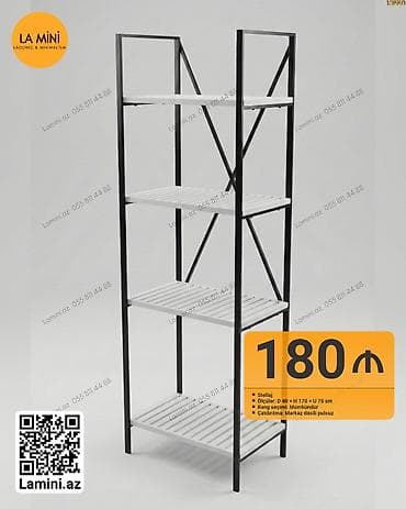 Metall karkaslı 4 mərtəbəli stellaj - Minimalist dizayn: qara metal