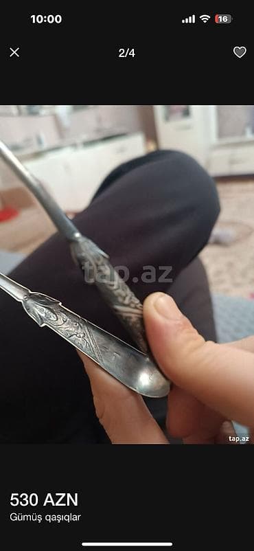 sergiden sekiller: Gümüş qaşıqlar dəsti 3 ədəd çay qaşığı 3 ədəd limon qaşığı 1 ədəd — 2