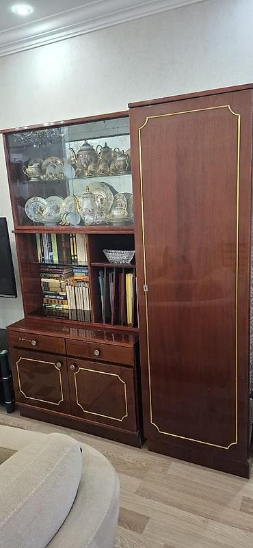 taxta stul: Klassik qonaq otağı mebel dəsti - Material: tünd qəhvəyi rəngdə — 4