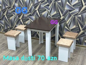 metbex masa: Mətbəx üçün, Yeni, Açılmayan, Dördbucaq masa, 4 stul — 6