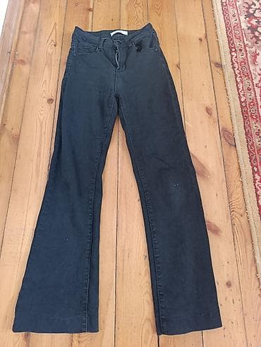 klassik qadın şalvarları: Qadın şalvar dəsti - 1-ci model: Mavi denim, geniş ətəkli (flare) — 2