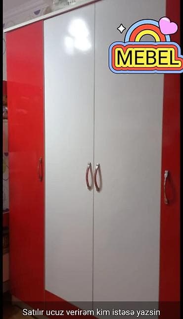 asilqan satilir: 4 qapılı, Rəngli, Digər material, Açılan, Düz dolab — 1