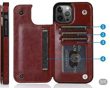 dinamik temiri: Maqnitsli kart cibləri olan cüzdan-tipli telefon qabı - Model: iPhone — 3