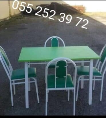 stol stul işlenmiş: Yeni, Dördbucaq masa, 6 stul, Açılmayan, Stullar ilə, Metal, Azərbaycan — 3
