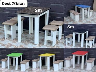 stul ev ucun: Qonaq otağı üçün, Açılmayan, Dördbucaq masa, 4 stul — 33