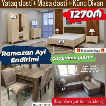 divan dəsdi: 2 təknəfərlik çarpayı, Tumba, 2 tumba, Komod, Türkiyə, Yeni — 5