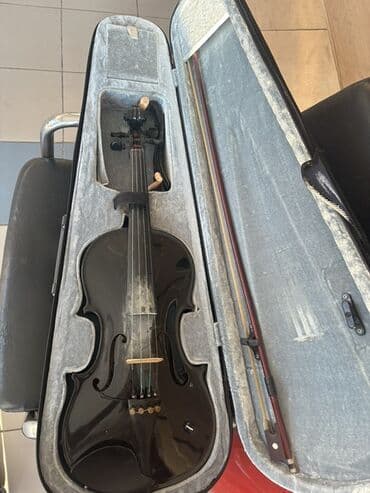 чехлы для скрипки: Qara klassik skripka dəsti - Korpus: parlaq qara laklı, f-deşikli — 1