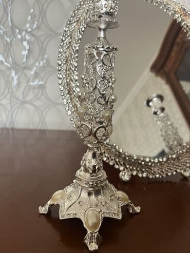 детские альбомы для фотографий: Zərif dekor dəsti – güzgü və iki şamdan - Tərkib: 1 ədəd dairəvi — 2