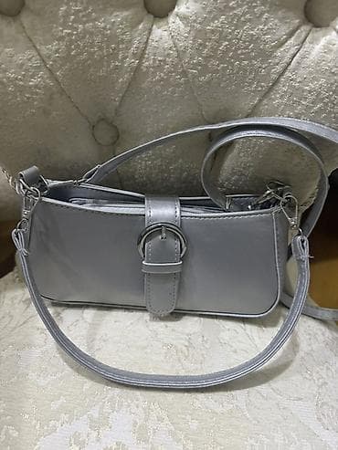 Zərgərlik əşyaları: Gümüşü-boz rəngdə çiyin/çapraz çanta - Material: parıltılı süni dəri — 1