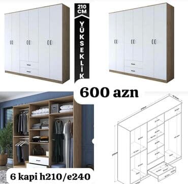 ayaqabl dolabl: Yeni, Açılan, 4 qapılı Düz dolab, Qarderob, paltar dolabı, Azərbaycan — 4