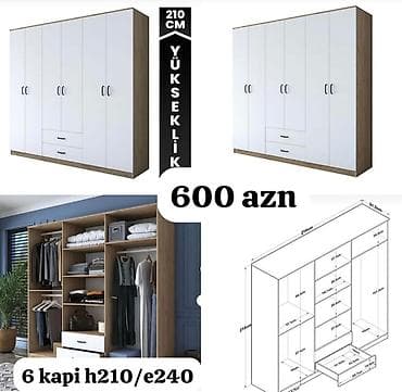Sifarişlə ofis mebeli: Düz dolab, Yataq otağı üçün, Şifonyer, Açılan, Quraşdırıla bilən, 4 qapılı — 5