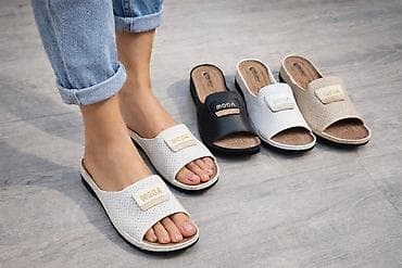 Qadın üçün rahat şlapanlar – “MODA/GEM” loqolu - Model: Açıq burunlu