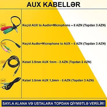 kompüter barter: AUX Kabellər ⭐Keçid AUX to Audio+Microphone – 5 AZN (Topdan 3 AZN) — 2