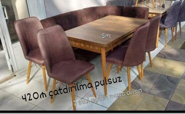 Masa və oturacaq dəstləri: Mətbəx üçün, Yeni, Açılan, Dördbucaq masa, 2 stul — 2