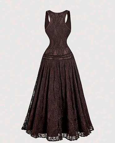 qisa don: Qəhvəyi krujeva don – romantik və zərif stil - Model: uzun, A-kəsim — 3