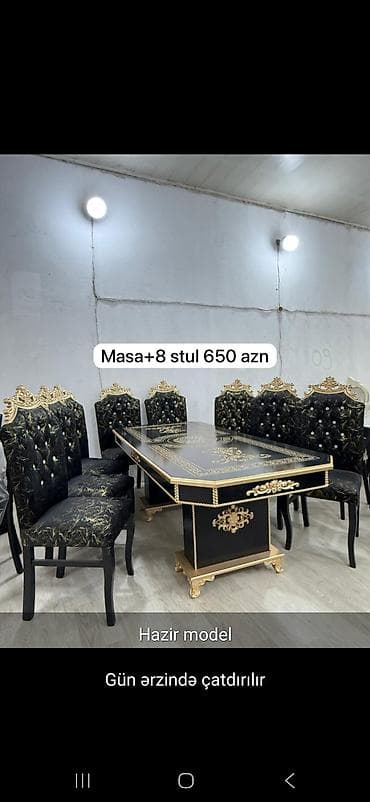 saloglu kunc divanlar: Qonaq otağı üçün, Açılmayan, Dördbucaq masa, 8 stul — 1