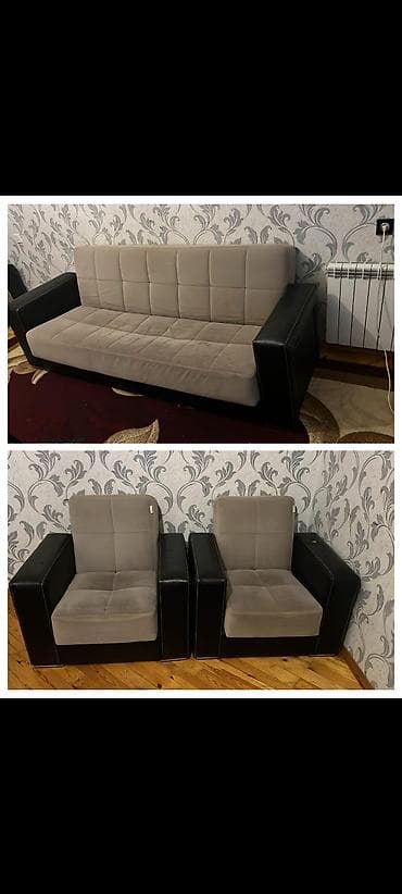 Ev və bağ: İşlənmiş, Künc divan, 2 kreslo, Bazalı — 1