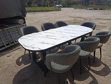 ag masa: Qonaq otağı üçün, Yeni, Açılan, Oval masa, 8 stul — 2