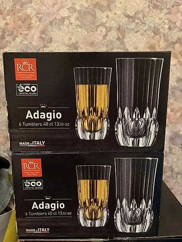 kanfet qabı: Stəkanlar, Xrustal, 6 ədədli dəst, 400 ml, İtaliya — 1