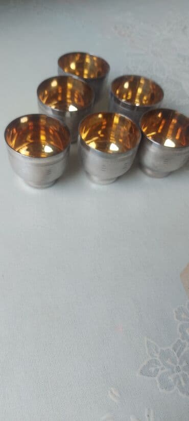 dekorativ qab: Rümkalar, rəng - Gümüşü, 6 ədədli dəst, SSRİ — 2
