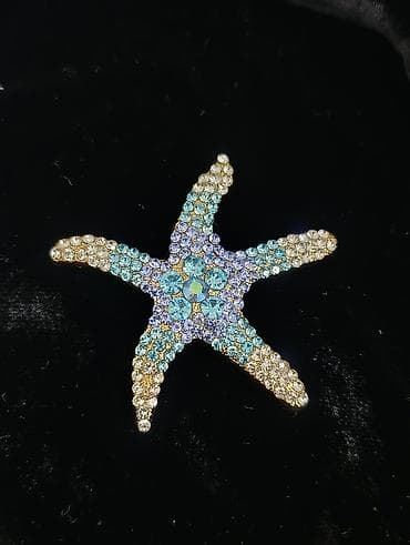 Dəniz ulduzu formalı bross. - Material: metal əsas, üzəri çoxrəngli