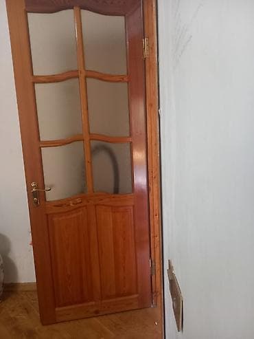 qapi taxda: Taxta otaq qapısı – şüşəli model - Material: təbii ağac (rəng: açıq — 1