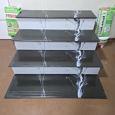 sunu mermer: Mərmər naxışlı pilləkən üzlükləri - Material: dayanıqlı MDF/laminat — 3